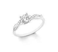 s.Oliver Zirkoniaring für Damen, 925 Sterling Silber, Rhodiniert, Größe: 56/18