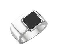 Silberring "Siegelring mit schwarzer Achat-Einlage, Silber 925" Gr. 66, schwarz, GIORGIO MARTELLO MILANO, Fingerringe, Herren, 66, Silber 925 (Sterlingsilber), Silberring (68228022-66) schwarz