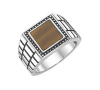Silberring "Siegelring mit Tigerauge-Einlage, Silber 925" Gr. 66, braun, GIORGIO MARTELLO MILANO, Fingerringe, Herren, 66, Silber 925 (Sterlingsilber), Silberring (58546613-66) braun