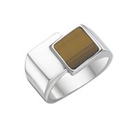 Silberring "Siegelring mit Tigerauge-Einlage, Silber 925" Gr. 66, braun, GIORGIO MARTELLO MILANO, Fingerringe, Herren, 66, Silber 925 (Sterlingsilber), Silberring (61222103-66) braun