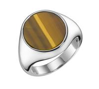 Silberring "Siegelring mit Tigerauge, Silber 925" Gr. 62, gold (braun), GIORGIO MARTELLO MILANO, Fingerringe, Herren, 62, Silber 925 (Sterlingsilber), Silberring (94961906-62) braun