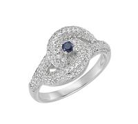Silberring SMART JEWEL "mit Zirkonia und blauem Kristallstein, Silber 925" Gr. 56, blau, Fingerringe, Damen, 56, Silber 925 (Sterlingsilber), Silberring (76280817-56) blau
