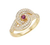 Silberring SMART JEWEL "mit Zirkonia und farbigem Zierstein, Silber 925" Gr. 54, gold (rot), Fingerringe, Damen, 54, Silber 925 (Sterlingsilber), Silberring (25298639-54) rot