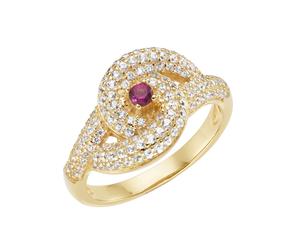 Silberring SMART JEWEL "mit Zirkonia und farbigem Zierstein, Silber 925" Gr. 56, gold (rot), Fingerringe, Damen, 56, Silber 925 (Sterlingsilber), Silberring (25298639-56) rot