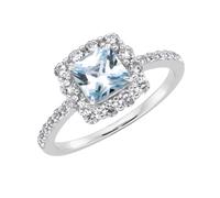 Silberring "Ziersteine, Zirkonia weiß, Silber 925" Gr. 56, blau (hellblau), GIORGIO MARTELLO MILANO, Fingerringe, Damen, 56, Silber 925 (Sterlingsilber), Silberring (64439166-56) hellblau