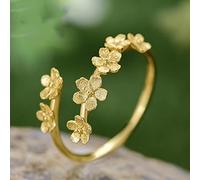 Silberringe Damen 925,Sterling Silber Ringe Frauen 925 Kleine Blume Golden Verstellbare Ringe Handgeschmiedet Temperament Geschnitzt Verstellbare Ringe Energie Charme Schmuck Geschenke Für Männer