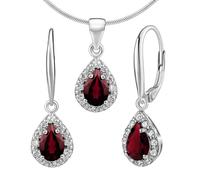 Silberschmuckset Eureka mit echtem Granat - Ohrringe und Anhänger