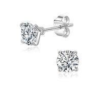 SILBERTALE Moissanite Runde Ohrstecker für Damen - S925 Sterlingsilber, D-Farbe, im Labor hergestellter Rundschliff - Hypoallergener und bequemer Schmuck für den Alltag mit GRA-Zertifikat
