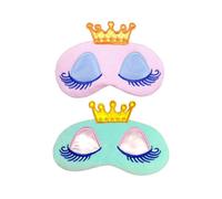 SILENRADAWN 2stücke Teiliges Schlafmaske mit Cartoon Kronenmotiv Langes Wimperndesign Super Weicher Plüsch Lichtundurchlässig Verstellbares Doppelband für Frauen und Mädchen bei Yoga Reisen