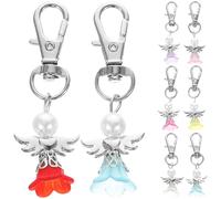 SILENRADAWN 8stücke Schutzengel Schlüsselanhänger Set Engelsflügel Anhänger für Hochzeit Gastgeschenke DIY Bastelset mit Mesh Taschen Dekorative Schlüsselringe für Besondere Zufällige Farbe