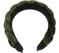 SILENRADAWN Geflochtener Haarreif für Damen und Mädchen Gepolstertes Stirnband aus Samt Breites Vintage Haarband in Dunkelgrün Schmückendes Haaraccessoire für Make Up und Hautpflege