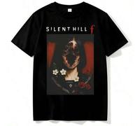 Silent Hill f Print T-Shirt Horror Game Loose Black Short Sleeve Top