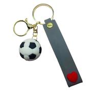 Silikon-3D-Fußball-Schlüsselanhänger, stabiler Glücksbringer, Jungen-Rucksack-Anhänger, Sport-Fan-Schlüsselanhänger, lustiges Partygeschenk für Schulveranstaltungen und Karneval, Schwarz , Refer to