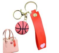 Silikon-3D-Fußball-Schlüsselanhänger, stabiler Glücksbringer, Jungen-Rucksack-Anhänger, Sport-Fan-Schlüsselanhänger, lustiges Partygeschenk für Schulveranstaltungen und Karneval, rot, Refer to