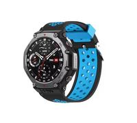 Silikon Armband Kompatibel mit Amazfit T-REX 3, Doppelte Farban Atmungsaktiv Loch Weiche Wasserdicht Einstellbar Loop Ersatz Uhrenarmband Sportarmband für Damen Herren, A-Blau