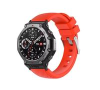 Silikon Armband Kompatibel mit Amazfit T-REX 3, Einfarbig Twill Weiche Wasserdicht No Gap Verstellbares Ersatzarmband Loop Uhrenarmband Sportarmband für Damen Herren, A-Rot