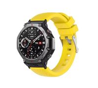 Silikon Armband Kompatibel mit Amazfit T-REX 3, Einfarbig Twill Weiche Wasserdicht No Gap Verstellbares Ersatzarmband Loop Uhrenarmband Sportarmband für Damen Herren, A-Gelb