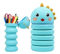 Silikon Federmäppchen, Kawaii Federmäppchen Dino, Stifte Mäppchen, Silikon Mäppchen, Cartoon Federmäppchen mit Reißverschluss, 2 in 1 Weiche Silikontasche, Pencil Case für Mädchen und Jungen