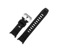 Silikon-Gummi-Armband passend for Casio 3206 3135 PRG-130Y PRW-1500 PRW-1500Y. Spezielles Armband passend for PROTREK 26 x 18 mm Herren-Uhrenarmband(Black-silver buckle)