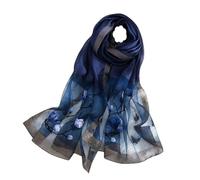 Silk Scarf Women Seidenschals Damen Shawl Satin Natural Pure Hijab Thin Masks Silk Cloth Luxury Binder Senior Handmade Seidentuch Damen Muslin Lotus Beach Scarf 180 * 70CM (Blue)
