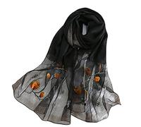Silk Scarf Women Seidenschals Damen Shawl Satin Natural Pure Hijab Thin Masks Silk Cloth Luxury Binder Senior Handmade Seidentuch Damen Muslin Lotus Beach Scarf Black 180 * 70CM