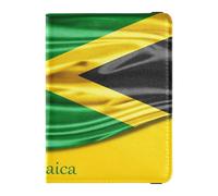 Silk3D-Illustration mit Jamaika-Flagge, Leder, Reisepass- und Impfkarten-Brieftasche, Reisedokumente, Organizer, Schutz, Reisepasshülle, Brieftasche, für Damen und Herren, wasserdicht