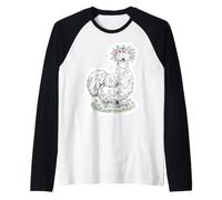 Silkie Huhn mit floralem Stirnband Bauernhoftierbesitzer niedlich Raglan