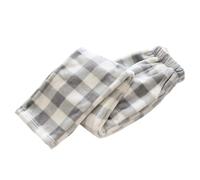 SilkTem Flauschig Karierte Plüsch-Pyjamahose Damen Winter warme Plüschhose kuschelige Jogginghose mit Taschen Home Hose Shaker Hose Jogginghose grau weitbeinig (graues gebündeltes Bein, S