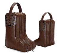 SilTriangle Cowboystiefeltasche mit Griff, Cowgirl, Western-Blumenmuster, Leder, Reise-Tragetasche, Schuhaufbewahrungstasche, passend für Stiefel bis zu 43,2 cm, Doppelreißverschluss, ideal für Rodeo