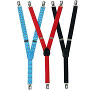 SILUK SET 3 x KINDERHOSENTRÄGER Stretch Kinder Hosenträger für Hosen Kinder 2-6 Jahre Made in EU (Blau)