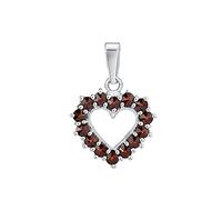 SILVEGO Damen Anhänger aus 925 Sterling Silber Herz mit echten Granaten