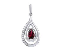 SILVEGO Damen Anhänger aus 925 Sterling Silber mit echtem Granat
