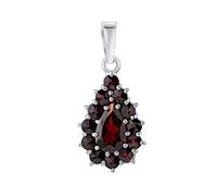 SILVEGO Damen Anhänger aus 925 Sterling Silber mit echtem Granat