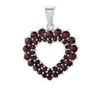 SILVEGO Damen Anhänger aus 925 Sterling Silber mit echtem Granat Herz