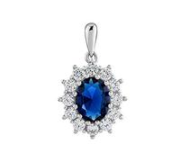 SILVEGO Damen Anhänger aus 925 Sterling Silber mit synthetischem Saphir Design nach dem Ring von Kate Middleton