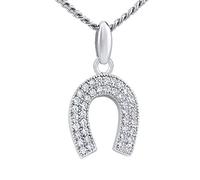 SILVEGO Damen Anhänger aus 925 Sterling Silber mit Zirkonia Hufeisen