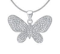 SILVEGO Damen Anhänger aus 925 Sterling Silber Schmetterling mit Zirkonia
