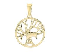 SILVEGO Damen Anhänger aus Gelbgold 14 Karat 585 Lebensbaum mit dekorativer Gravur