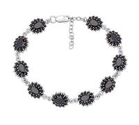 SILVEGO Damen Armband mit echten Granaten aus Tschechien 925 Sterling Silber Länge 21 cm Echtheitszertifikat