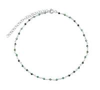 SILVEGO Damen Fußkettchen aus 925 Sterling Silber mit echtem Smaragd 2 mm Kugeln