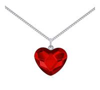 SILVEGO Damen Halskette aus 925 Sterling Silber mit Swarovski Crystals Herz Rot