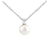 SILVEGO Damen Halskette aus 925 Sterling Silber mit weißer Perle Swarovski Crystals 12mm