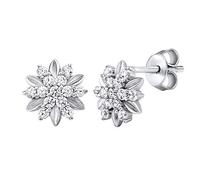 SILVEGO Damen Ohrringe aus 925 Sterling Silber Blume mit Swarovski Zirconia