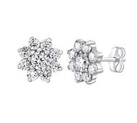 SILVEGO Damen Ohrringe aus 925 Sterling Silber Blume Vergissmeinnicht mit klaren Zirkonia