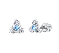 SILVEGO Damen Ohrringe aus 925 Sterling Silber Blumen Ohrstecker mit blauen und weißen Zirkonia Brilliance Zirconia
