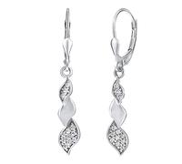 SILVEGO Damen Ohrringe aus 925 Sterling Silber Design Blatt mit klaren Zirkonia