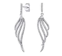SILVEGO Damen Ohrringe aus 925 Sterling Silber Flügel mit Zirkonia