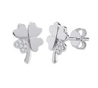 SILVEGO Damen Ohrringe aus 925 Sterling Silber Kleeblatt mit Swarovski Zirconia