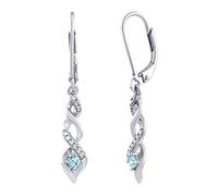 SILVEGO Damen Ohrringe aus 925 Sterling Silber mit echtem blauem Topaz Swiss und Brilliance Zirconia