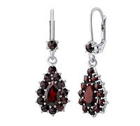 SILVEGO Damen Ohrringe aus 925 Sterling Silber mit echtem Granat Tropfen Ohrhänger
